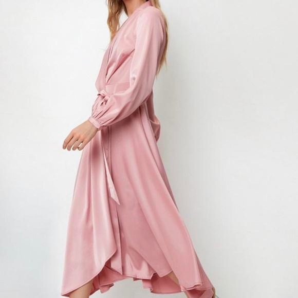 Nasty Gal Long sleeve midi wrap dress - rose color - Picture 2 of 3